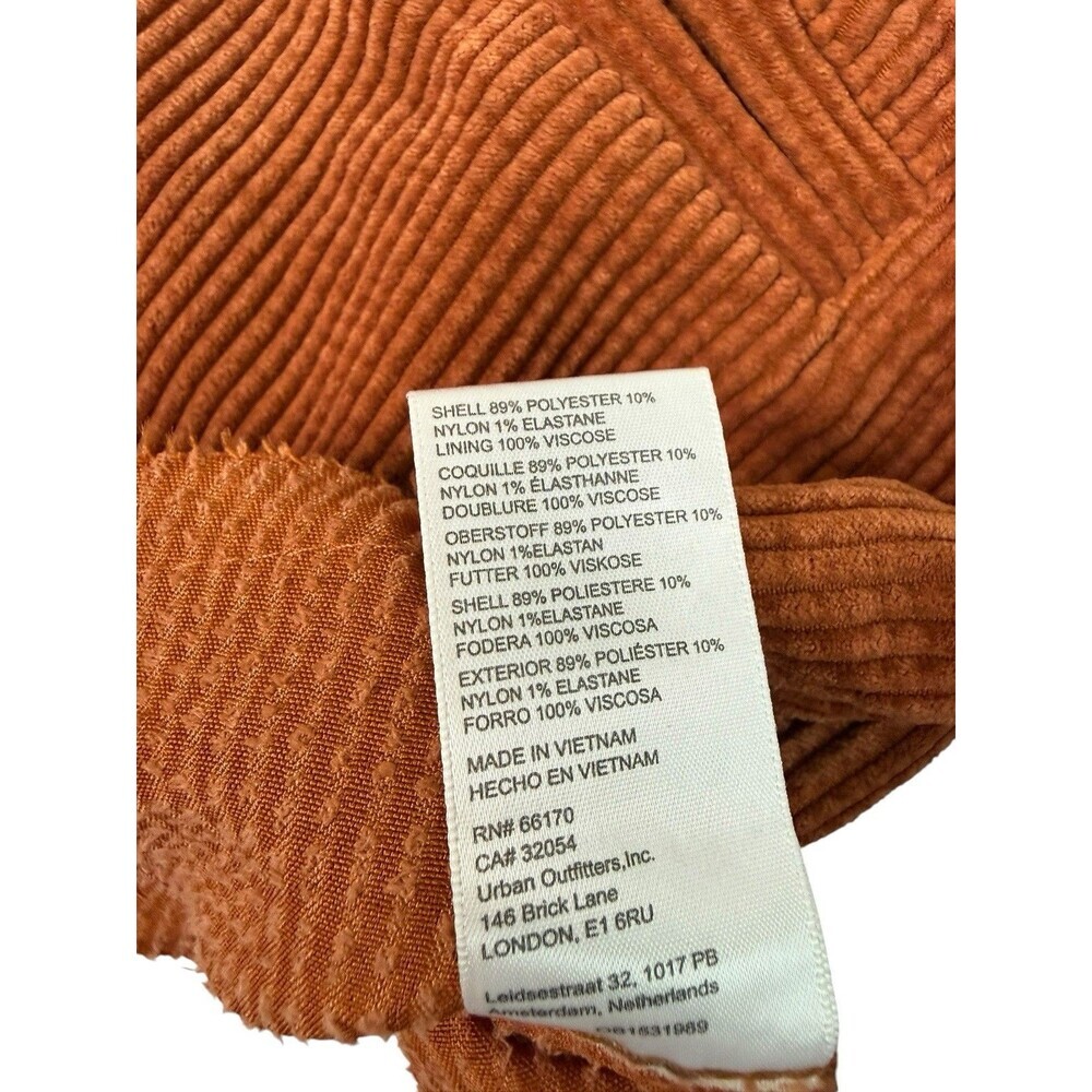 BDG Urban Outfitters Cropped Rodney Corduroy Shacket Rust Orange Patchwork M - Picture 6 of 10